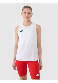 4f - 4F Top treningowy szybkoschnący damski - biały XXL. Kolor: biały. Materiał: dzianina, włókno, syntetyk, materiał, elastan. Wzór: gładki, ze splotem, jednolity. Sport: fitness