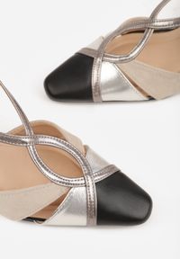 Born2be - Czarne Czółenka na Stożkowym Obcasie z Metalicznymi Paskami Iphophi. Okazja: na co dzień, na spotkanie biznesowe. Zapięcie: pasek. Kolor: czarny. Materiał: jeans. Obcas: na obcasie. Styl: casual, biznesowy, elegancki. Wysokość obcasa: średni #3