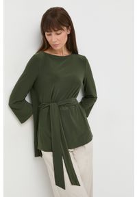 Max Mara Leisure bluzka damska kolor zielony gładka. Okazja: na co dzień. Kolor: zielony. Materiał: dzianina. Wzór: gładki. Styl: casual