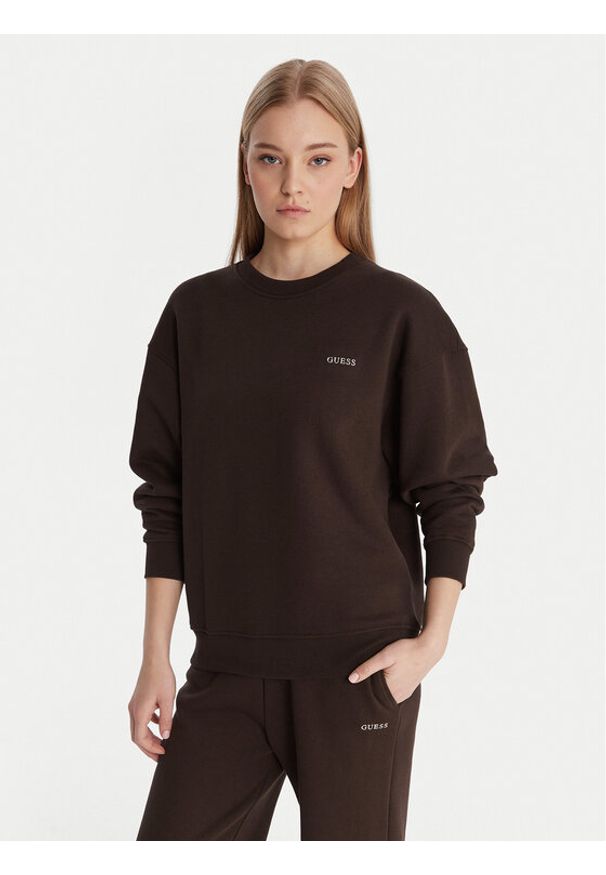 Guess Bluza V6RQ13 K9V31 Brązowy Regular Fit. Kolor: brązowy. Materiał: bawełna