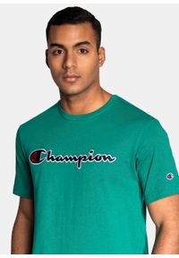 Koszulka męska zielona Champion Organic Cotton Script Logo. Kolor: zielony. Materiał: materiał