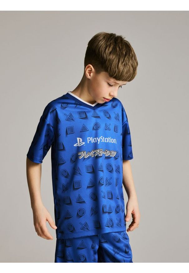 Reserved - Komplet Playstation - niebieski. Kolor: niebieski. Materiał: dzianina. Wzór: gładki