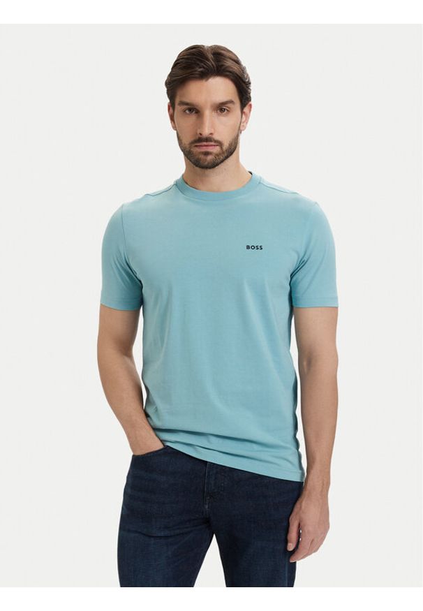 BOSS T-Shirt Tee 50506373 Turkusowy Regular Fit. Kolor: turkusowy. Materiał: bawełna