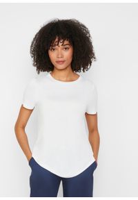 bonprix - Długi T-shirt z miękkiej wiskozy. Kolor: biały. Materiał: wiskoza. Długość: długie #1