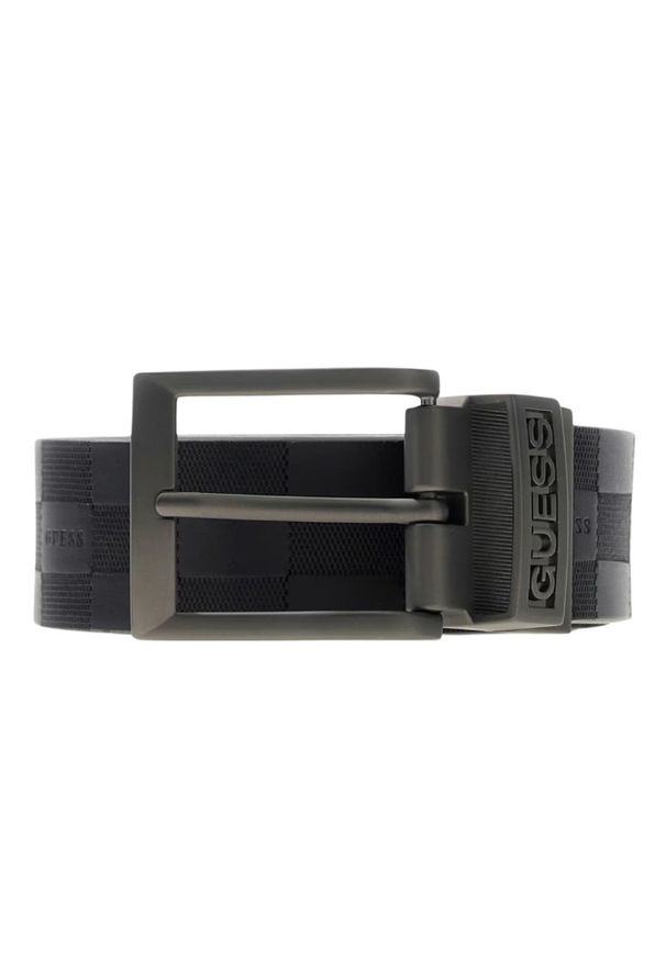Guess - GUESS Czarny dwustronny męski pasek w monogram Reversible Logo Belt, Rozmiar M. Kolor: czarny. Styl: elegancki, casual