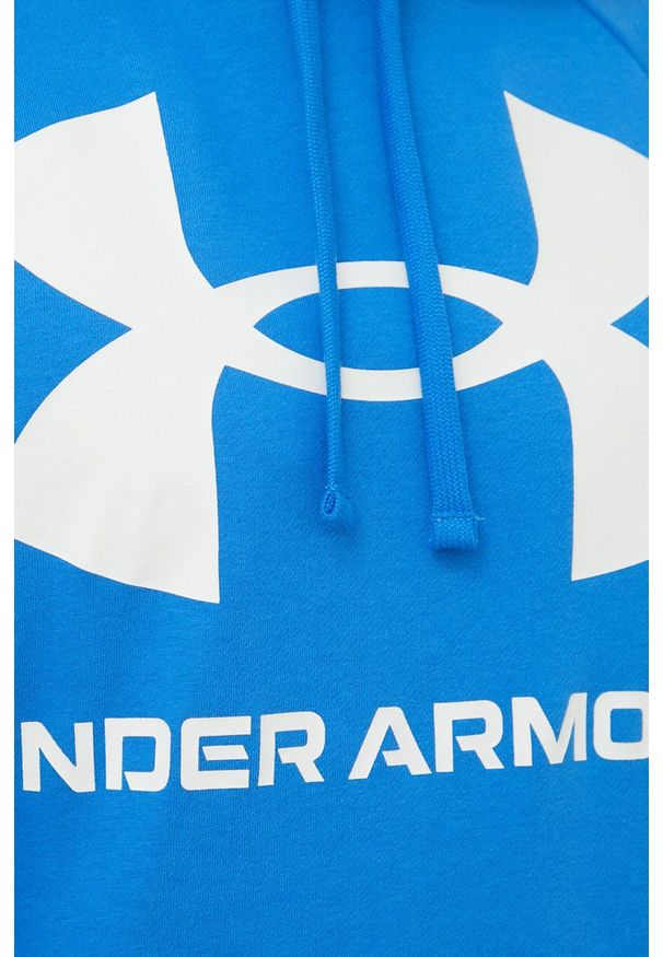 Under Armour bluza 1357093 męska z kapturem. Typ kołnierza: kaptur. Kolor: niebieski. Materiał: dzianina. Długość rękawa: raglanowy rękaw. Wzór: nadruk