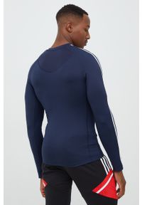 adidas Performance longsleeve treningowy Techfit 3-Stripes kolor granatowy z nadrukiem. Kolor: niebieski. Materiał: skóra, materiał. Długość rękawa: długi rękaw. Wzór: nadruk #3
