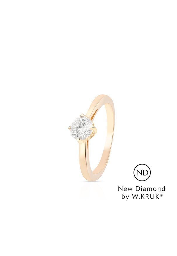 W.KRUK - Pierścionek zaręczynowy złoty Doskonały - New Diamond by W.KRUK 0,5 ct. Materiał: złote. Kolor: złoty. Wzór: aplikacja, kolorowy. Kamień szlachetny: diament, brylant