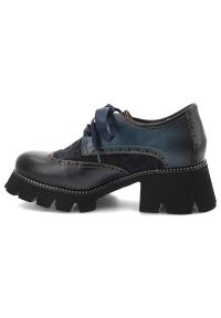 Granatowe Półbuty Laura Vita Stylowe Buty Damskie Premium. Kolor: niebieski. Materiał: skóra. Szerokość cholewki: normalna. Wzór: motyw zwierzęcy, aplikacja. Styl: elegancki #7