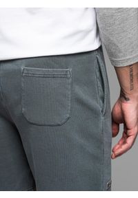 Ombre Clothing - Dresowe krótkie spodenki męskie RELAXED FIT w stylu athleisure – grafitowe V3 - Rozmiar: XL. Kolor: szary. Materiał: dresówka. Długość: krótkie #4