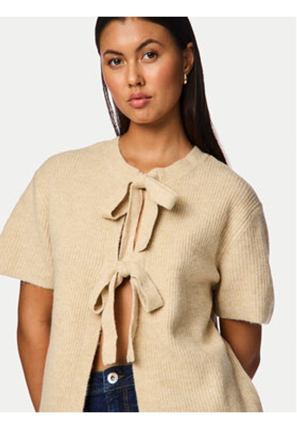 Pieces Kardigan 17156681 Beżowy Regular Fit. Kolor: beżowy. Materiał: syntetyk