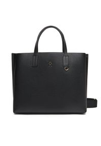 TOMMY HILFIGER - Tommy Hilfiger Torebka Th Distinct Satchel AW0AW17463 Czarny. Kolor: czarny. Materiał: skórzane