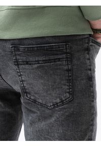 Ombre Clothing - Spodnie męskie jeansowe z dziurami SLIM FIT P1078 - szare - XXL. Kolor: szary. Materiał: jeans #2