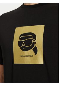 Karl Lagerfeld - KARL LAGERFELD T-Shirt 755460 551235 Czarny Regular Fit. Typ kołnierza: dekolt w karo. Kolor: czarny. Materiał: bawełna #4