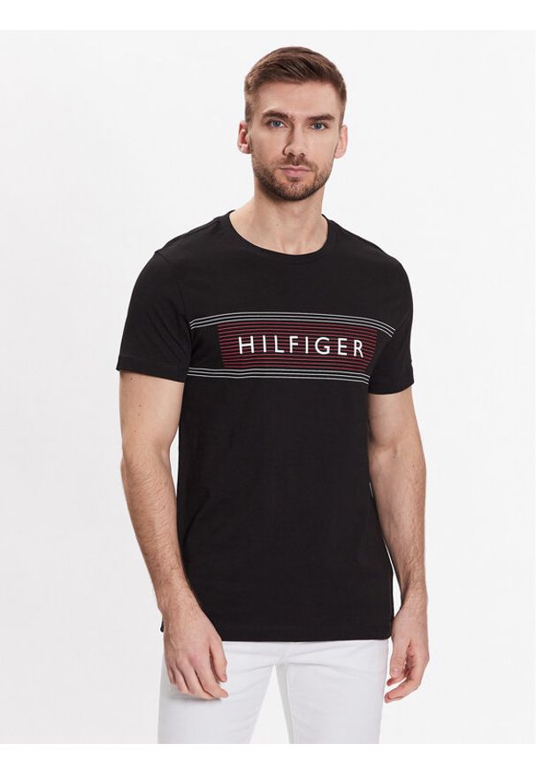 TOMMY HILFIGER - Tommy Hilfiger T-Shirt Brand Love Chest MW0MW30035 Czarny Slim Fit. Kolor: czarny. Materiał: bawełna