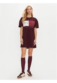 TOMMY HILFIGER - Tommy Hilfiger Sukienka codzienna UW0UW05631 Czerwony Relaxed Fit. Okazja: na co dzień. Kolor: czerwony. Materiał: bawełna. Typ sukienki: proste. Styl: casual #5