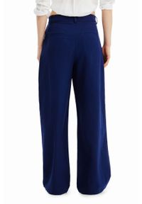 Desigual spodnie z domieszką lnu kolor granatowy szerokie medium waist. Kolor: niebieski. Materiał: len #3