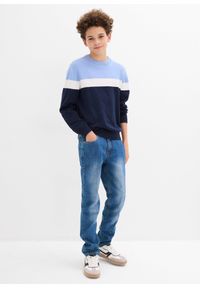 bonprix - Sweter z cienkiej bawełnianej dzianiny. Kolor: niebieski. Materiał: dzianina, bawełna #2