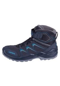 Buty trekkingowe dla dzieci Lowa Maddox Warm Gtx. Wysokość cholewki: za kostkę. Zapięcie: rzepy. Kolor: niebieski. Materiał: materiał. Szerokość cholewki: normalna