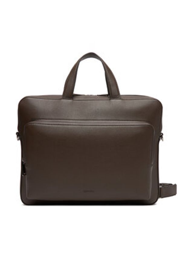 Calvin Klein Torba na laptopa Micro Pebble Slim Briefcase 36 LV04D3012G Brązowy. Kolor: brązowy. Materiał: skóra