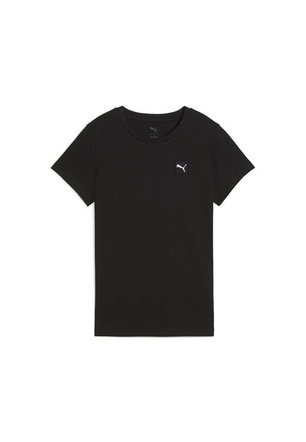 Puma - Damska koszulka ESS ELEVATED PUMA Black. Kolor: czarny. Wzór: aplikacja, haft