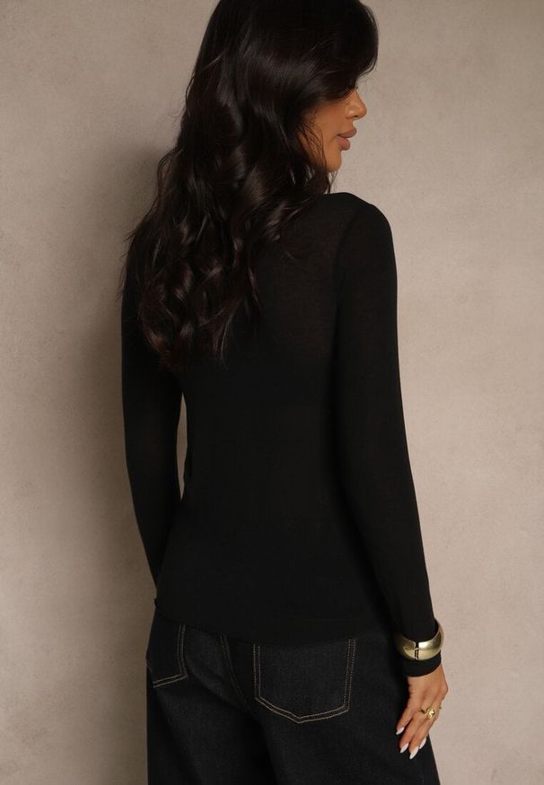 Renee - Czarna Bluzka Longsleeve z Wiskozy i Kaszmiru Unelle. Kolor: czarny. Materiał: wiskoza, kaszmir. Długość rękawa: długi rękaw. Styl: klasyczny