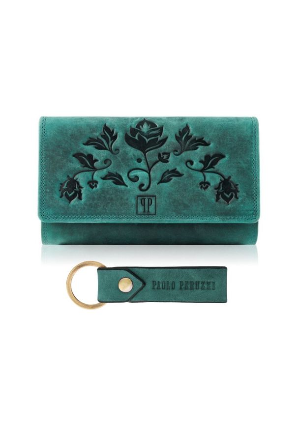 Zestaw prezentowy ZUP-95 skórzany PAOLO PERUZZI zielony. Kolor: zielony. Materiał: skóra