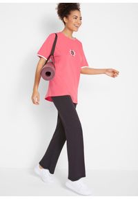 bonprix - Spodnie sportowe ze stretchem, poszerzane nogawki. Kolor: czarny. Materiał: bawełna, materiał. Styl: sportowy #2