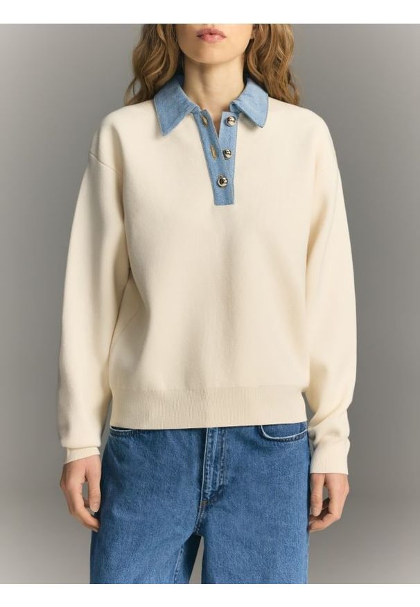 Reserved - Sweter z wiskozą - złamana biel. Materiał: wiskoza