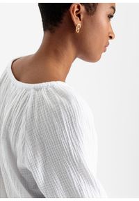 bonprix - Bluzka z przewiewnego muślinu. Kolor: biały. Materiał: bawełna #2