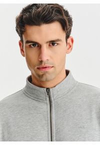 Pako Lorente - PAKO LORENTE - Szara bluza dresowa na suwak. Kolor: szary. Materiał: dresówka. Wzór: gładki #5