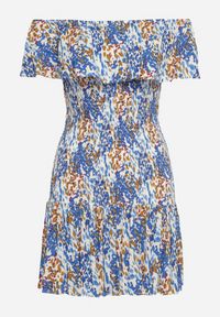 Born2be - Niebieska Sukienka Hiszpanka Mini z Elastycznej Wiskozy Zamra. Typ kołnierza: dekolt hiszpanka. Kolor: niebieski. Materiał: wiskoza. Sezon: lato. Długość: mini #3