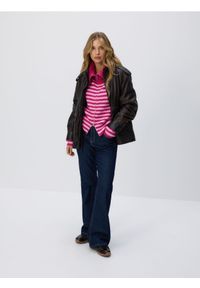 Reserved - Kardigan w paski z golfem - wielobarwny. Typ kołnierza: golf. Materiał: dzianina. Wzór: paski #1