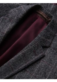 Ombre Clothing - Elegancka męska marynarka w kratkę z domieszką wełny – szara V1. Kolor: szary. Materiał: wełna. Wzór: kratka. Styl: elegancki #5