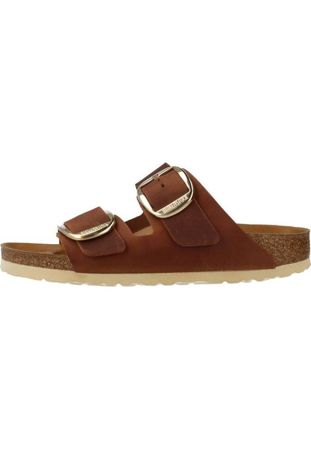Klapki damskie Birkenstock Arizona. Kolor: brązowy. Materiał: skóra, materiał, syntetyk