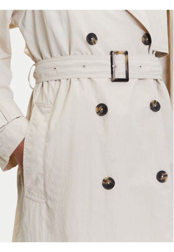 TOMMY HILFIGER - Tommy Hilfiger Trencz WW0WW45632 Beżowy Oversize. Kolor: beżowy. Materiał: syntetyk