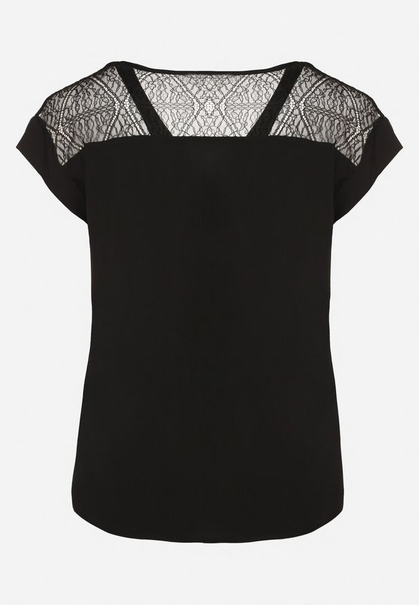Born2be - Czarna Bluzka z Wiskozy z Przezroczystymi Wstawkami Zelauri. Okazja: na co dzień. Kolor: czarny. Materiał: wiskoza. Styl: elegancki, casual