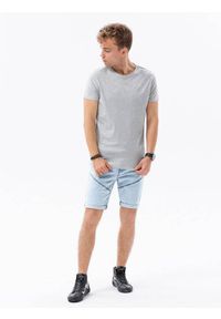 Ombre Clothing - T-shirt męski bawełniany BASIC S1224 - szary melanż - XXL. Kolor: szary. Materiał: bawełna. Wzór: melanż. Styl: klasyczny #4
