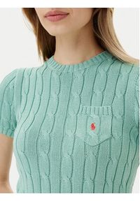 Polo Ralph Lauren Sweter 211895379018 Zielony Slim Fit. Typ kołnierza: polo. Kolor: zielony. Materiał: bawełna #4