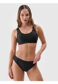 4f - 4F Dół od bikini damski - czarny S. Kolor: czarny. Materiał: włókno, materiał, syntetyk, elastan. Wzór: jednolity