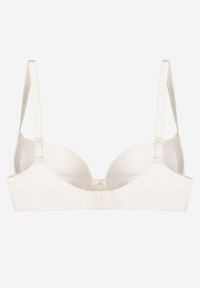 Born2be - Biały Gładki Biustonosz Push-up Halilura. Kolor: biały. Rodzaj stanika: push-up. Wzór: gładki #5