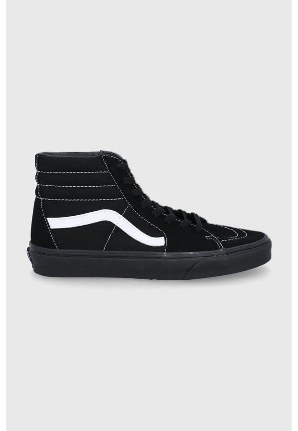 Vans Trampki UA SK8-Hi kolor czarny na płaskiej podeszwie. Nosek buta: okrągły. Zapięcie: sznurówki. Kolor: czarny. Materiał: guma. Szerokość cholewki: normalna. Obcas: na płaskiej podeszwie
