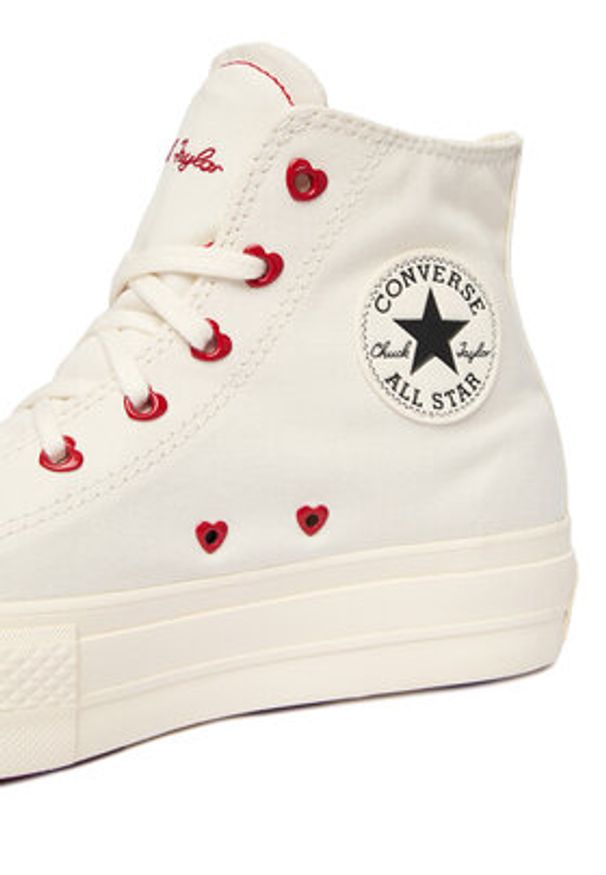 Converse Trampki Chuck Taylor All Star Lift Platform Hearts A19058C Biały. Kolor: biały. Materiał: materiał. Obcas: na platformie