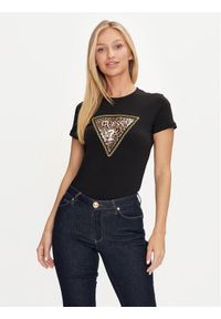 Guess T-Shirt Triangle Leo W4YI40 J1314 Czarny Slim Fit. Kolor: czarny. Materiał: bawełna #1