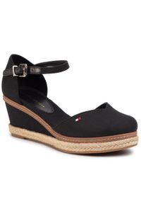 TOMMY HILFIGER - Espadryle Tommy Hilfiger Basic Close Toe Mid Wedge FW0FW04787 Black BDS. Kolor: czarny. Materiał: materiał