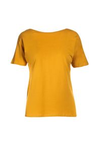 Born2be - Camelowy T-shirt Laigana. Długość rękawa: krótki rękaw. Długość: krótkie #3