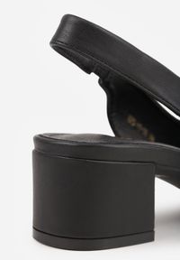 Born2be - Czarne Sandały Slingback Vices na Słupku Zdobione Perforacją Telanisia. Okazja: na co dzień. Nosek buta: szpiczasty. Kolor: czarny. Materiał: jeans. Wzór: aplikacja. Obcas: na słupku. Styl: casual, elegancki #6