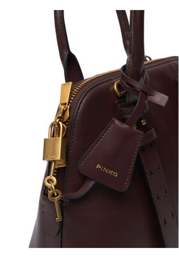 Pinko - PINKO Torebka Bowling Bag Medium AI 25-26 PLTT 105906 A0QO Bordowy. Kolor: czerwony. Materiał: skórzane