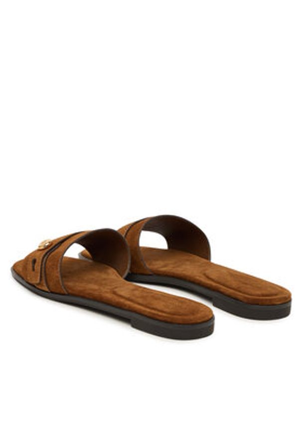 Tory Burch Klapki Romy 183306 Brązowy. Kolor: brązowy. Materiał: skóra, zamsz