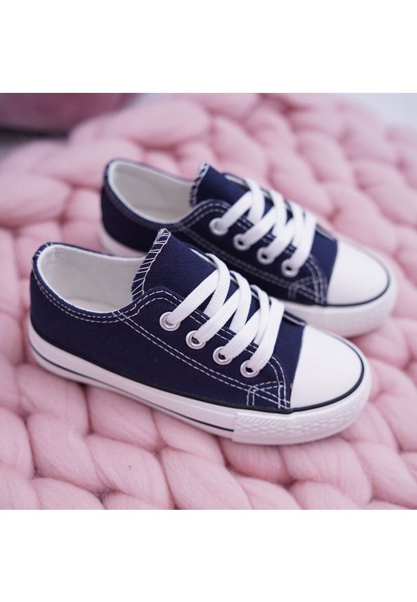 FRROCK Dziecięce Trampki Klasyczne Granatowe Filemon. Kolor: niebieski. Materiał: materiał, guma. Styl: klasyczny